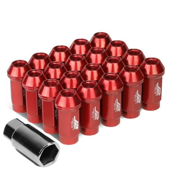 J2 Engineering LN-T7-018-125-RD J2 Engineering 7075 -T6 Forged Aluminum M12 x 1.25 20Pcs 50mm Height Close -End Lug Nut Kit w/Adapter Key Red