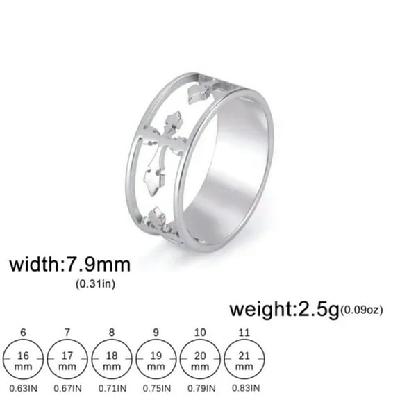 Cross Ring Women Men Stainless Steel Ring Religious Christian Jewelry Gift
