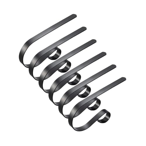 6 Pieces Christmas Stocking Holders Xmas Decor Sturdy Mantel Stocking Hooks Stocking Hangers for Party Shelf Staircases Desk,Black