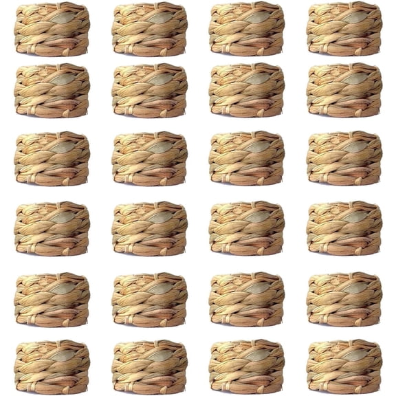 Laquedecraft Set 24 Woven Water Hyacinth Napkin Rings, Holders for Christmas, Thanksgiving, Outdoor Indoor Wedding, Party