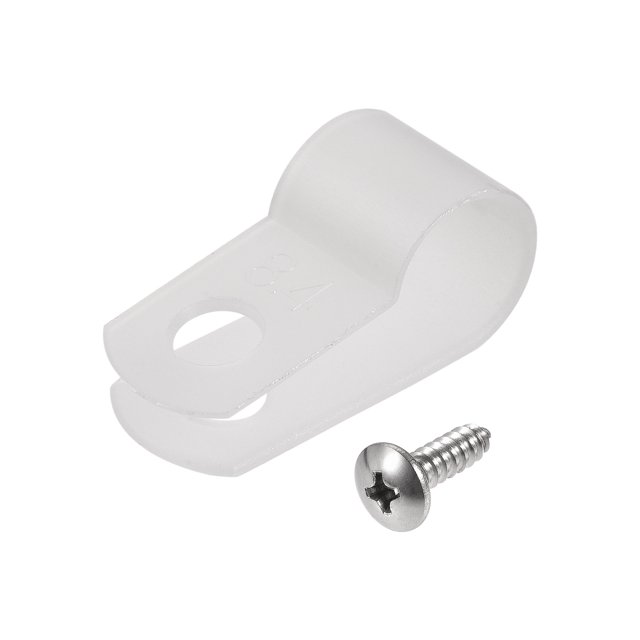 Unique Bargains 8.4mm Nylon R Type Cable Clip Wire Clamp with Screws White 50 Pieces
