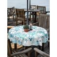 thumbnail image 2 of Outdoor Tablecloth with Umbrella Hole for Patio/Picnic/Party/Camping, Ocean Coral Waterproof Table Cloth Round Cover Washable, Summer Nautical Coastal Coral Starfish Blue Green (Dia 60"), 2 of 8