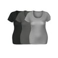 thumbnail image 6 of Emmalise Women's Short Sleeve Tshirt Scoop Neck Tee Value Set (3Pk, Blk, Charcoal, HthGray, Medium), 6 of 6
