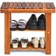 thumbnail image 2 of Banco para zapatos Costway Organizador de zapatos 3 niveles Estante de Almacenamiento y asiento Madera de acacia Color Teca, 2 of 4