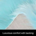 thumbnail image 6 of Ghouse Round Blue Area Rug 4 feet, Thick and Fluffy Faux Sheepskin Machine Washable Circle Plush Carpet, Faux Sheepskin Rug for Living Room, Bedroom, Kids Room, 6 of 7