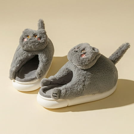 

Slippers Clearance Autumn And Winter Woolen Slippers Hugging Cat Cartoon Cute Couple Cotton Slippers