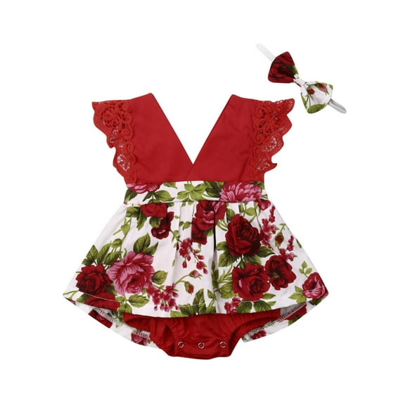 Dewadbow Newborn Infant Child Baby Girl Bodysuit Romper Jumpsuit Outfit