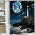 thumbnail image 6 of Fenyluxe Lighthouse Rocky Shore Full Moon Polyester Quick-Drying Shower Curtain Set with Hooks for Bathroom 36x72, 6 of 7