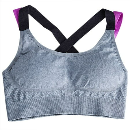 

YEUHTLL Women Push Up Sports Bra Seamless Wire-Free Removable Padded Workout Bralette X-Back Contrast Color Cross Strappy Yoga Vest Underwear
