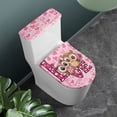 thumbnail image 2 of HELLHERO Owl Heart Stretch Soft Toilet Seat Cover Set, Polyester Fabric, Washable Bathroom Toilet Lid Cover Set, Elastic Edge, Machine Washable, 2 of 8