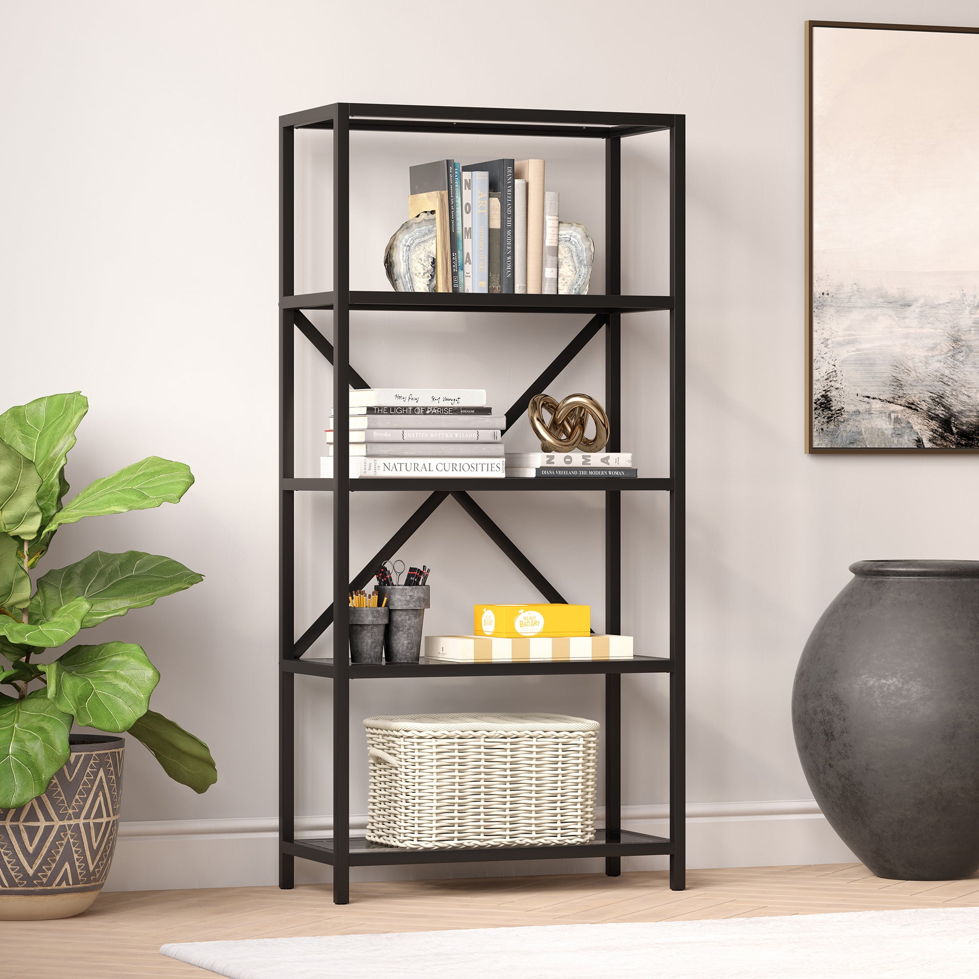 Industrial 5 Tier Metal Bookcase Metal Open Shelf Storage Etagere industrial-5-tier-metal-bookcase-metal-open-shelf-storage-etagere