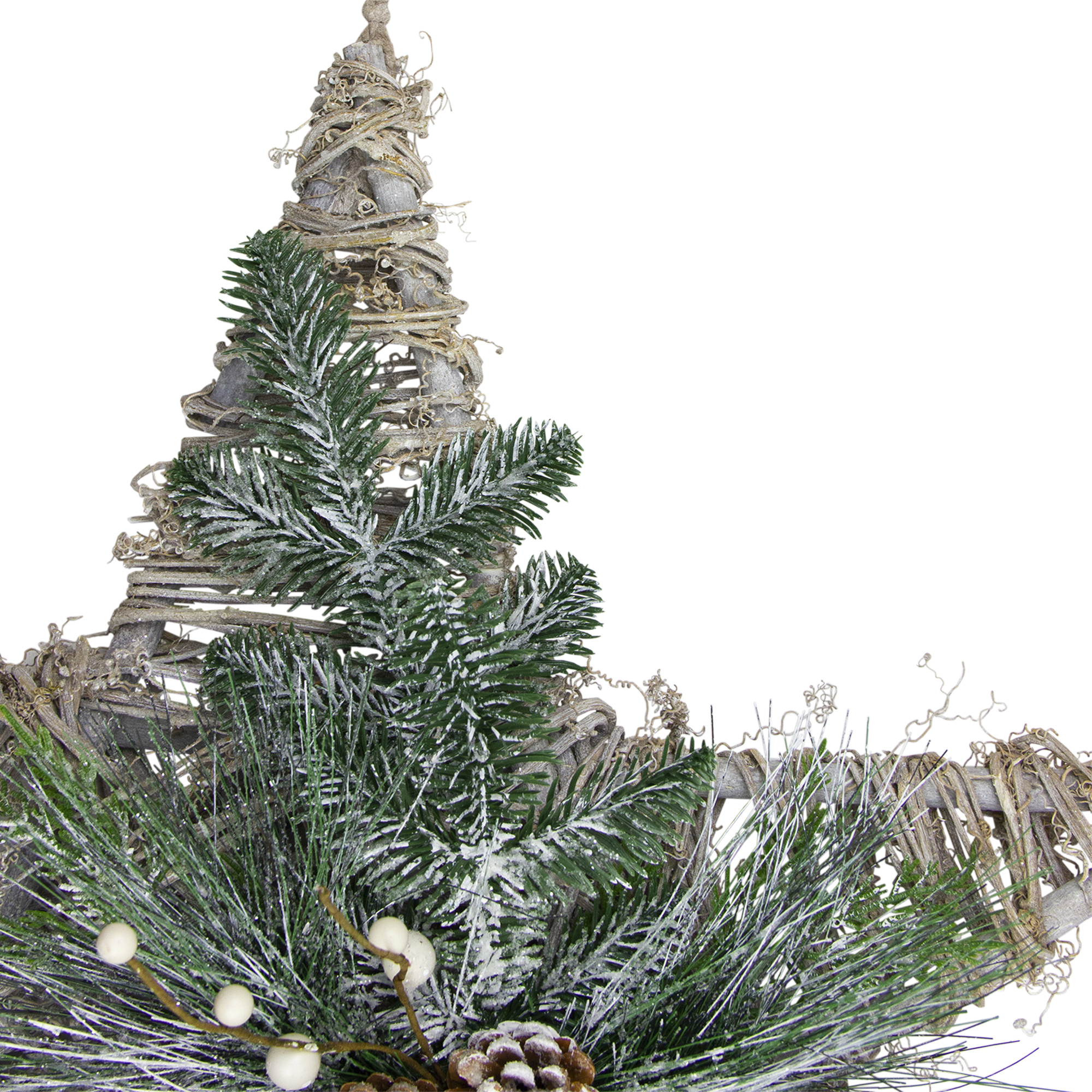 20" Frosted Mixed Pine Twig Star Christmas Ornament