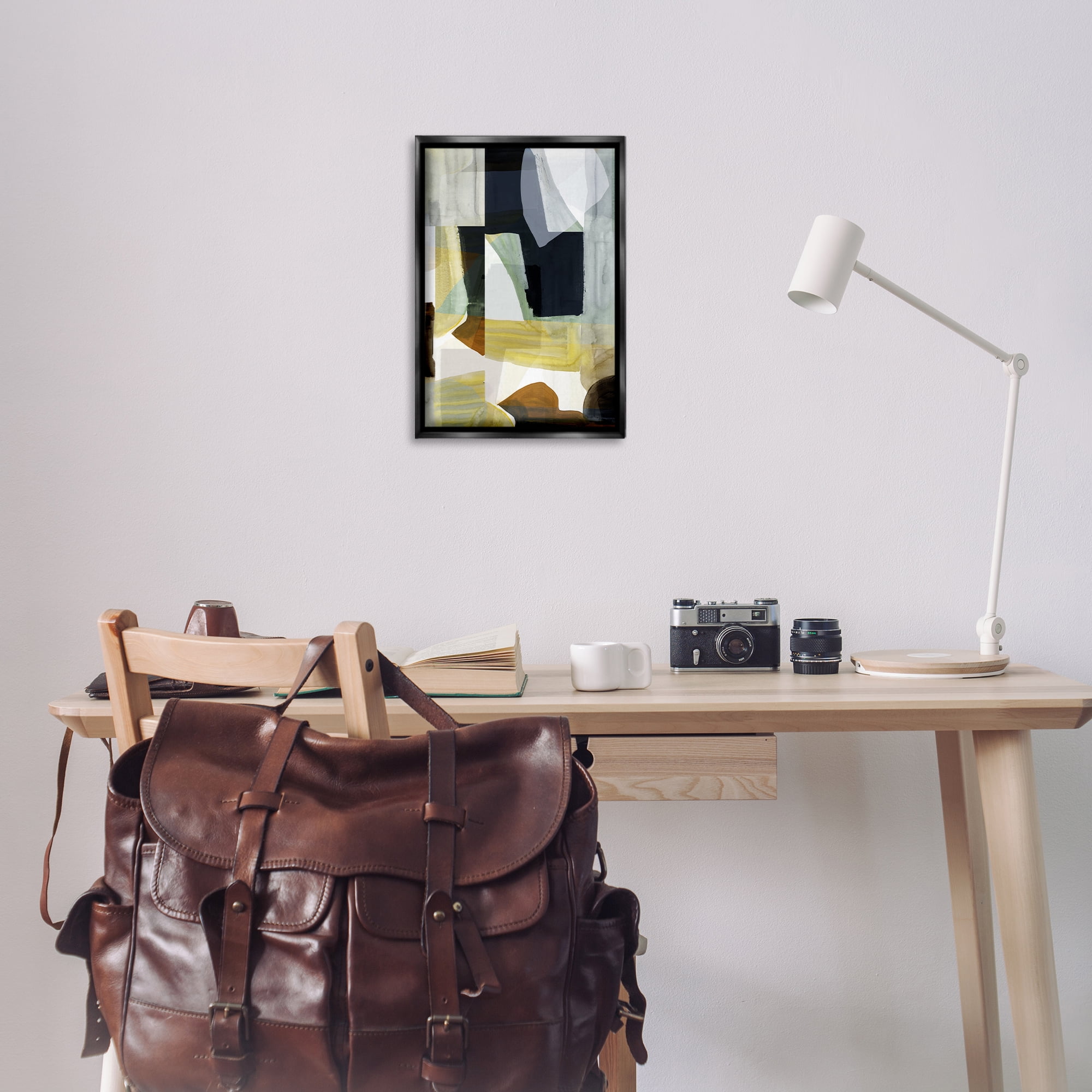 Stupell Industries Brushed Blocked Abstraction Abstract Painting Black Floater Framed Canvas Art Print Wall Art, 17 x 25