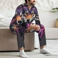 thumbnail image 7 of Honeii Colorful Wolf Head A Pattern Mens Pajamas Set,2pcs Men's Lounge Long Sleeve Sleep Shirt and Pajama Bottoms Sleepwear Set,Mens Pjs Sets-Small, 7 of 7