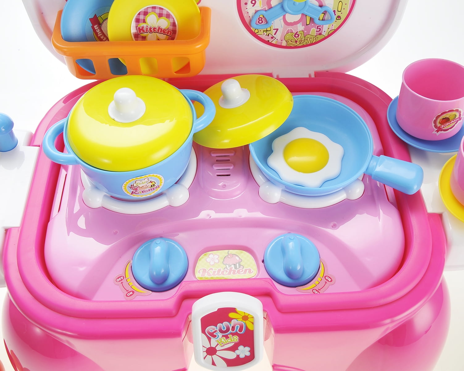 Kitchen Connection Portable Kids Kitchen Cooking Set Toy With Lights And Sounds, Folds Into Stepstool