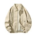 thumbnail image 2 of Maoxin Men's Leather Jacket Men's Casual Loose Fitting Long Sleeved Hooded Jacket Long Sleeve Hoodless Faux Leather Outwear Jackets Leather Jackets for Men Beige XL, 2 of 8