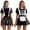Black, variant on iiniim Women's French Maid Halloween Cosplay Outfits Shiny Leather Tutu Dress Clubwear Black M