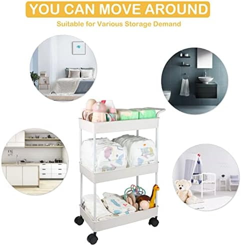 Baby Diaper Caddy, Plastic Movable Cart for Newborn Nursery Essentials Diaper Storage Caddy Organizer for Changing Table & Crib, Easy to Assemble