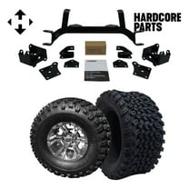 Hardcore Parts 6" Drop Axle Lift Kit for EZGO MPT/WORKHORSE 1200 (1994.5-2001.5) Golf Cart with 10" Machined/Gunmetal 'Vampire' Wheels and 22"x11"-10" DOT rated All-Terrain tires