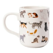 Mainstays 16.06 oz White Stoneware Cat Mug