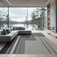 thumbnail image 2 of ODIKA 8'x10' Gray Slate Modern Geometric Block Pattern Washable Area Rug Contemporary Abstract Rectangular Motif with Clean for Dining Room, Large Office, Lounge, Non-Slip Chair-Friendly Mat, 2 of 7