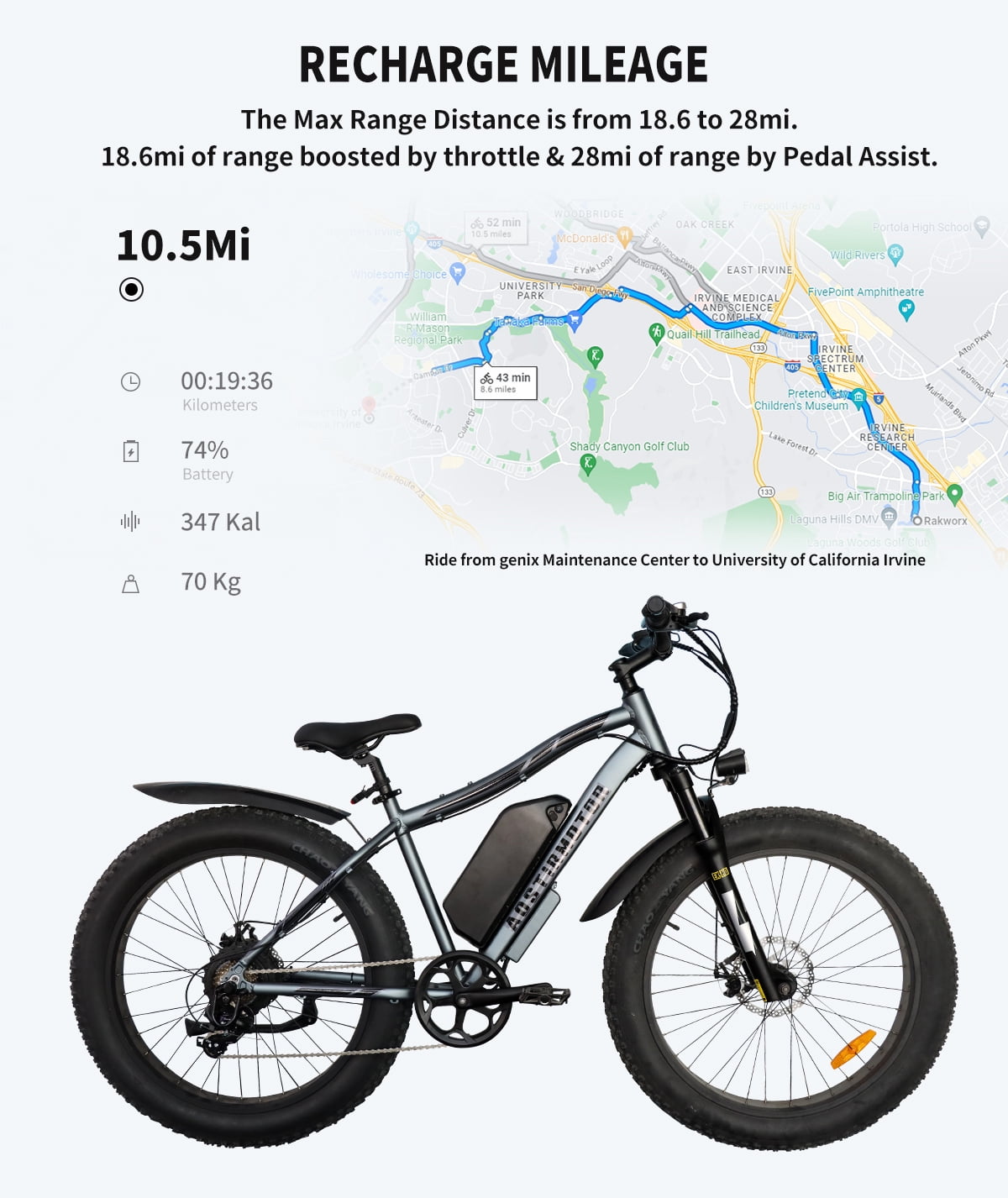 Aostirmotor Electric Mountain Bike, 48V 20AH Removable Lithium Battery 100 0W Ebike with Rack, 26" 4.0 inch Fat Tire Bike, Electric Bicycle for Adults UL2849 (Black)