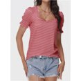 thumbnail image 3 of Tops for Women Summer Casual Ruffle Trim Sleeve Square Neck T Shirts, 3 of 6