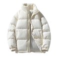 thumbnail image 2 of Lenago Quilted Jackets For Men With High Collar No Hoods Winter Parka Jackets Fleece Lining Thermal Winter Fashion Outerwear Comfortable Cozy Outerwear Thicken Puffer Jackets, 2 of 9