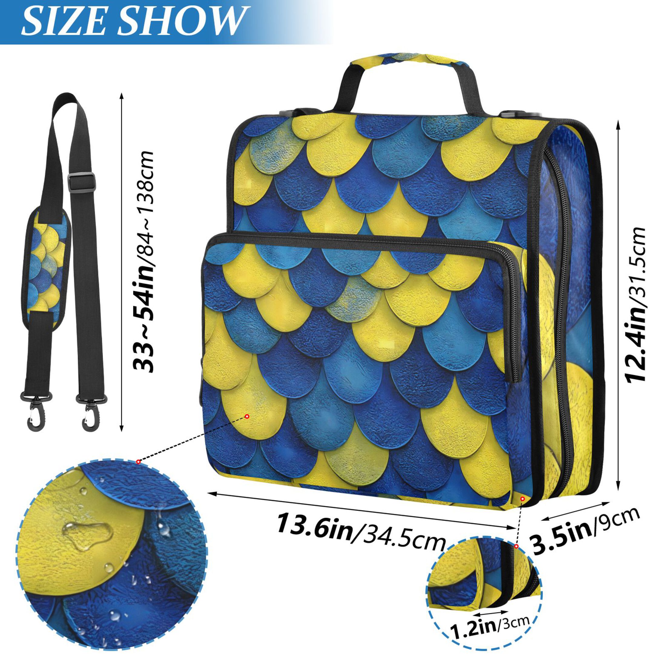 ALAZA Zipper Binder Scale Blue and Yellow 3 Ring Trapper Keeper File Folder Organizer Bag