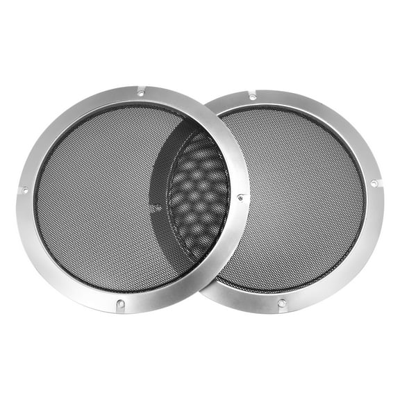 2pcs 8" Speaker Grille Cover Mesh Trim Round Subwoofer Grille Silver Tone Car Auto Stereo Accessories