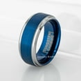 thumbnail image 3 of Jewelry Avalanche Mens Blue Tungsten Wedding Band, Comfort Fit, Brushed Engagement Ring for Him 8mm, 3 of 4
