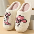 thumbnail image 3 of Rokment Women's Slippers Cozy Fuzzy Warm Butterfly Memory Foam House Shoes for Bride Bedroom Home Slip on Winter Indoor Outdoor Pink Size 10, 3 of 5