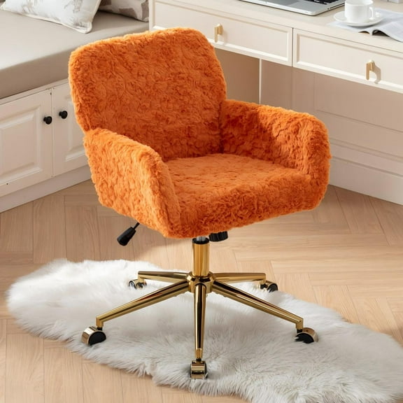 Jopath Home Office Chair Computer Chair,Modern Upholstered Tufted Swivel Office Chair Adjustable Desk Chair with Wheels,Orange
