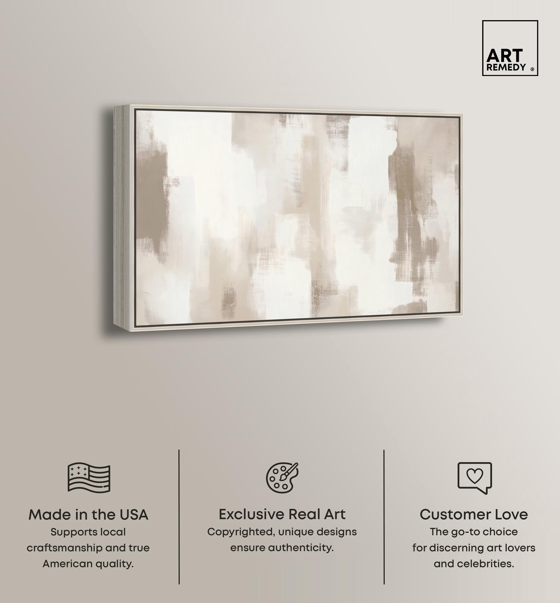 Art Remedy Neutral Abstracts Canvas, 45" x 30", Silver Frame, Winter Mist II
