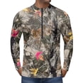 thumbnail image 3 of Forest Camo Quarter Zip Pullover for Men, Long Sleeve Hunting Fishing Jersey with Moisture Wicking Quick Dry Fabric - Lightweight Outdoor Athletic Performance Tops Gray S, 3 of 6