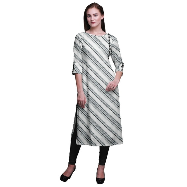 Bimba Kurtis Droits pour Femmes Longue Robe Kurti Imprimée Haut Indien à Manches 3/4