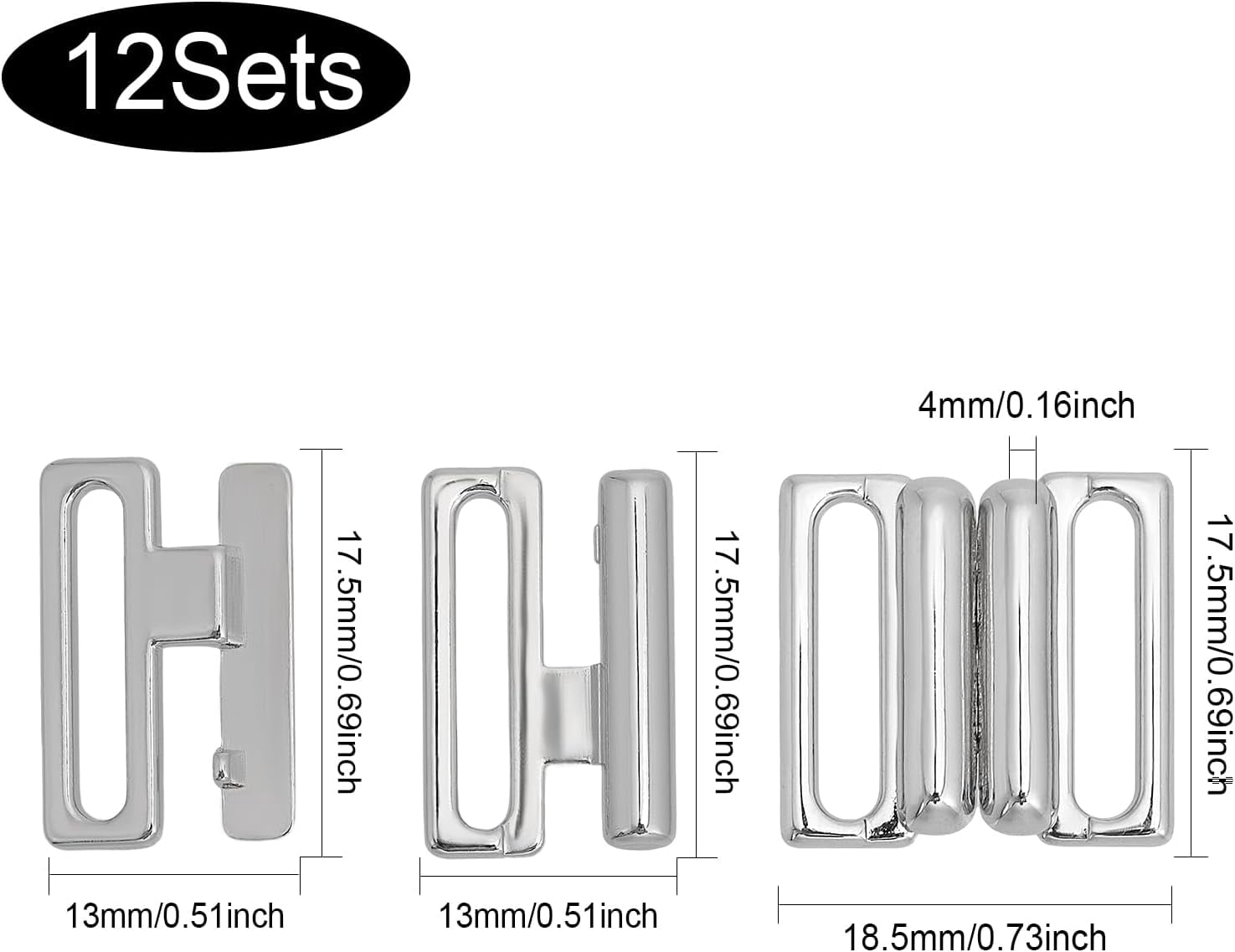 Resistant 304 Stainless Steel Magnetic Clasps with Glue-in Ends Matte Surface Rectangle Stainless Steel Color 18.5x12.5x6mm Hole: 3x10mm