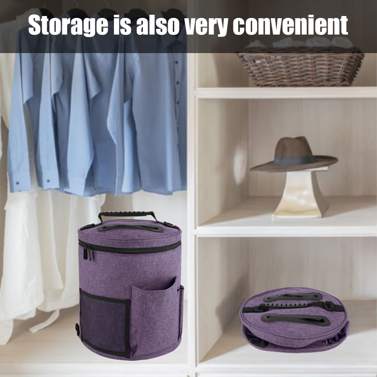 Ghopy Crochet Bag Knitting Bag Yarn Storage with Multi-Pockets Barrel-Shaped Handle Strap Knitting Storage Bag Portable Yarn Knitting Organizer Bag for Hooks Needles Yarn Skeins