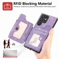 thumbnail image 4 of ELEHOLD for Samsung Galaxy S23 Ultra Case with Ring Holder, Wallet Case with RFID Blocking Card Holder Wristlet Strap, Magnetic Button Flip Folio Kickstand Shockproof Phone Cover,Purple, 4 of 10