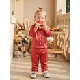 thumbnail image 5 of RUINIXCW Toddler Baby Girl Boy Silk Satin Pajamas Set Kids Spring Fall Winter PJS Set Sleepwear Striped Button Down Collar Long Sleeve Shirt Tops and Pants Set Loungewear Homewear, 5 of 7