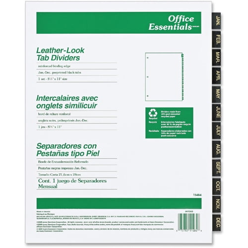 OFFICE ESSENTIALS Paper Binder Divider,Preprinted Tabs,Brown 11484