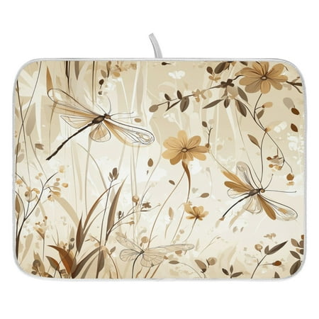 

Dragonflies and Flowers Dish Drying Mat for Kitchen Quick Drying Absorbent Soft Durable 18 x 24