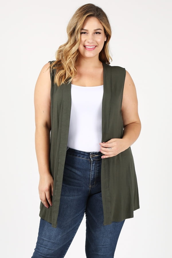 Plus size women open vest cardigan top - Walmart.com