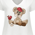 thumbnail image 4 of Inktastic Baseball Teddy Bear Women's Plus Size V-Neck T-Shirt, 4 of 5