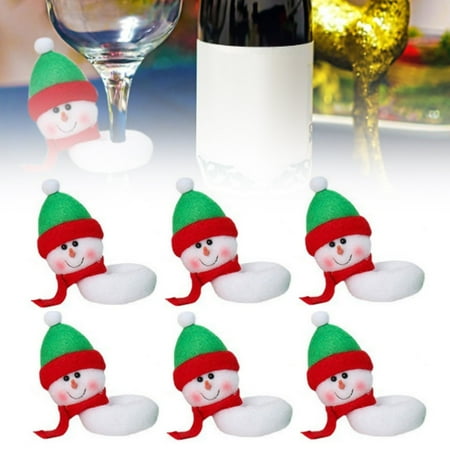 

6pcs Christmas Wine Glass Cover Santa Snowman Wine Bottle for Party Home Wedding Dinner Decoration Glass Cup for Party Wine Glass for Outdoors Clearance Sale