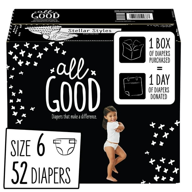 All Good Absorbent and Hypoallergenic Diapers, Size 6, 52 Ct Walmart
