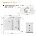 thumbnail image 3 of Vanity Art 42" Double Door Bathroom Vanity with Sink, Freestanding Storage Cabinet with Engineered Marble Top, Flip Down Tray, Drawer, and Shelf, 3 of 6