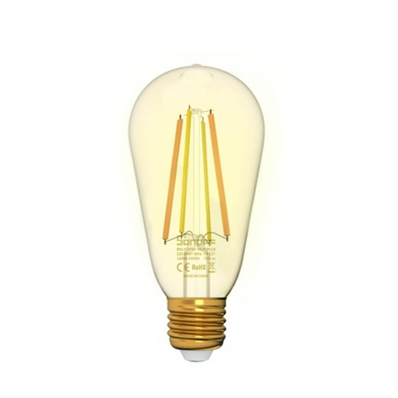 Yeacher B02 F-ST64 Wi-Fi Smart LED Filament Bulb 60W Equivalent Vintage Edison Light Bulb Dimmable Tunable White(1800K-5000K) 700LM E27 Base ST64 Clear Glass Style for Home (Amber)