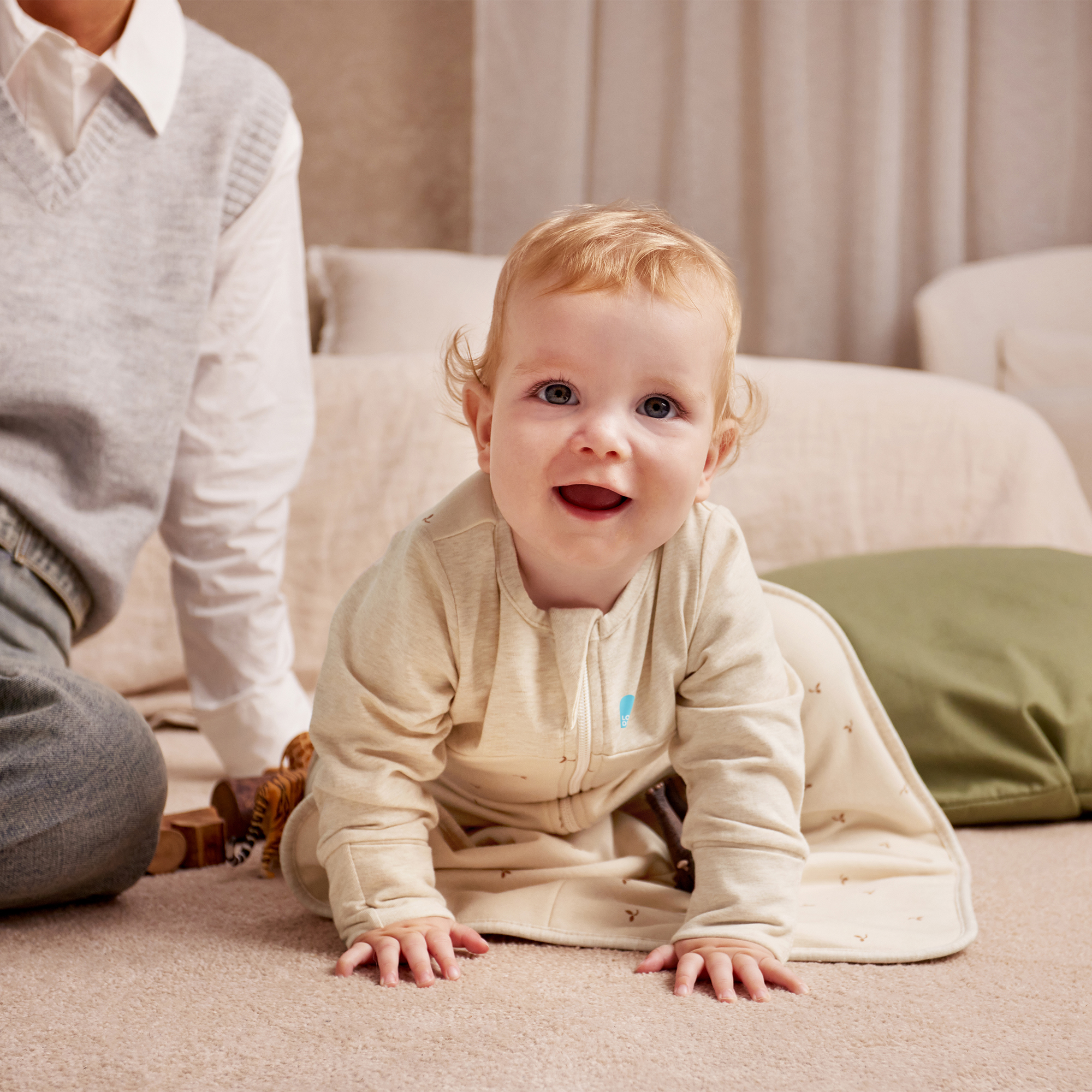 Love to Dream Long Sleeve Sleep Bag Wearable Blanket Organic Cotton Fleece 1.5 TOG, 6-18M Oat Twigs