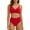 Red Womens Swimsuit Set, variant on High Waisted Bikini Sets for Women,Push Up Swimsuits Stretch Fit V Neck Twist Front Bathing Suit